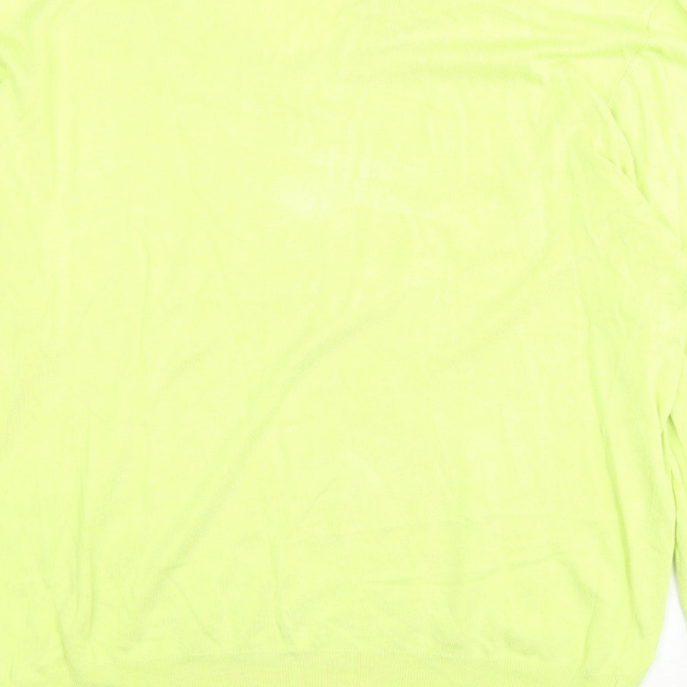 MO Womens Green V-Neck Viscose Pullover Jumper Size 2XL - Neon