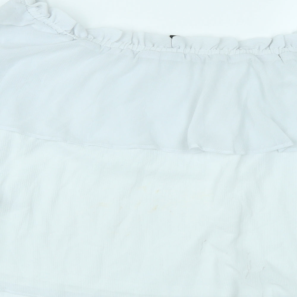 Divided by H&M Womens White Polyester Basic Blouse Size 14 Off the Shoulder