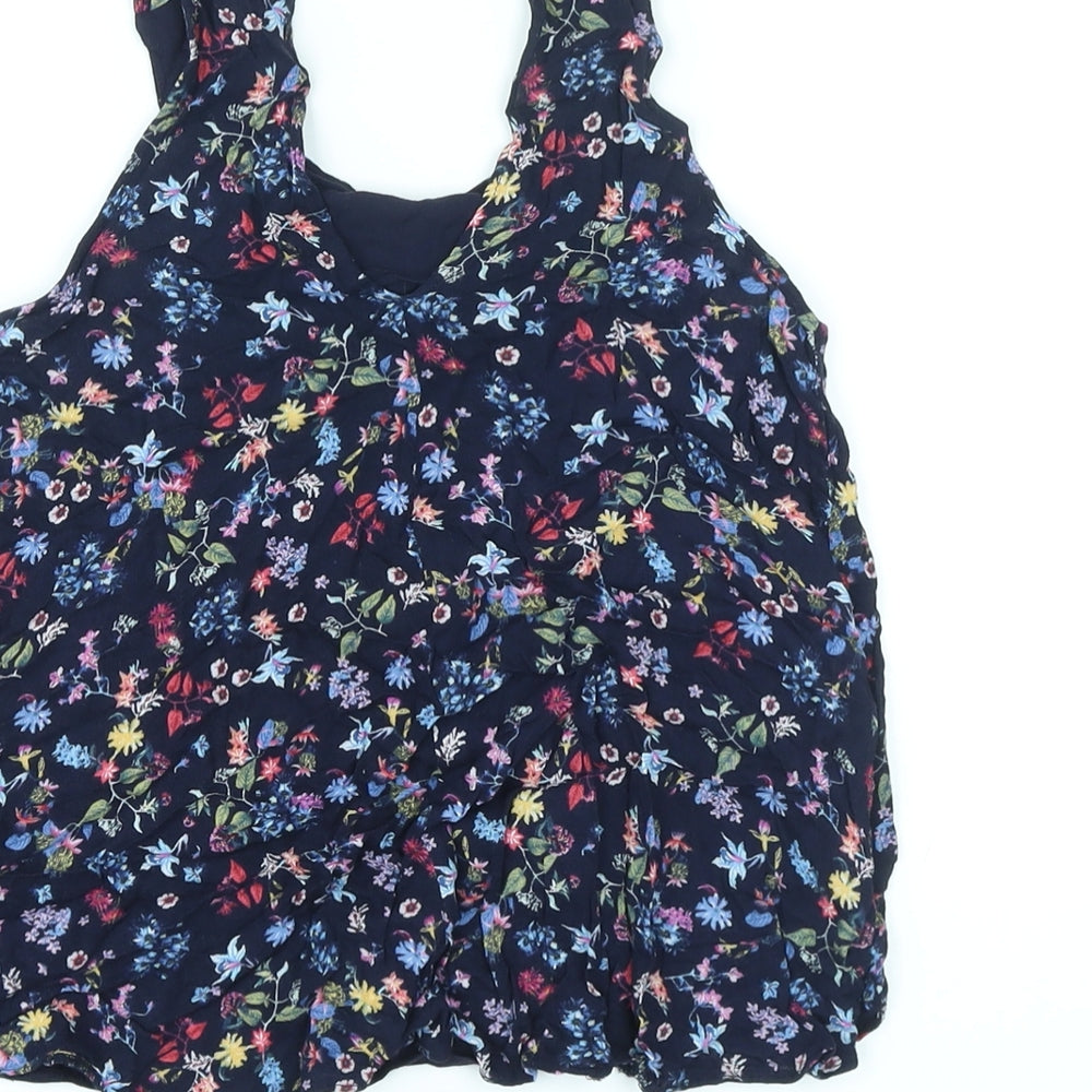 Bershka Womens Blue Floral Viscose Basic Tank Size XS Halter