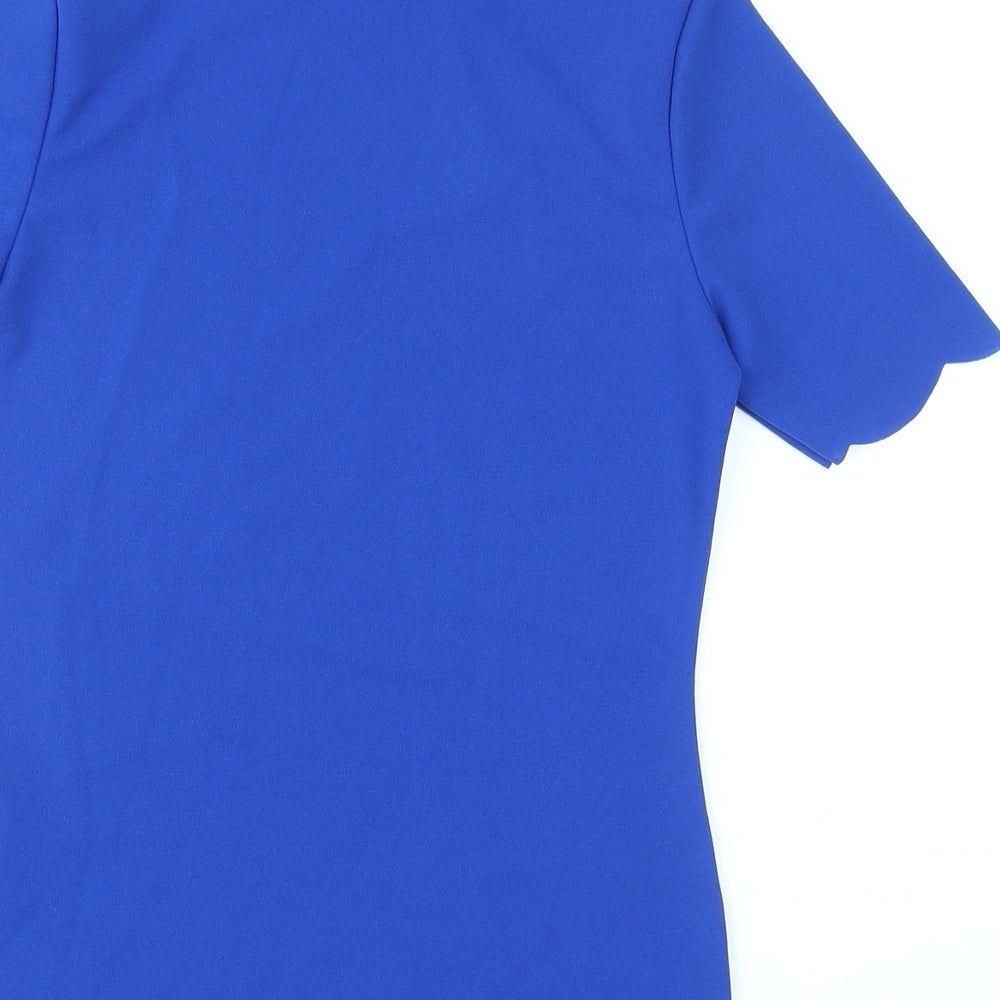 Dorothy Perkins Womens Blue Polyester Basic T-Shirt Size S Square Neck - Scalloped Edging