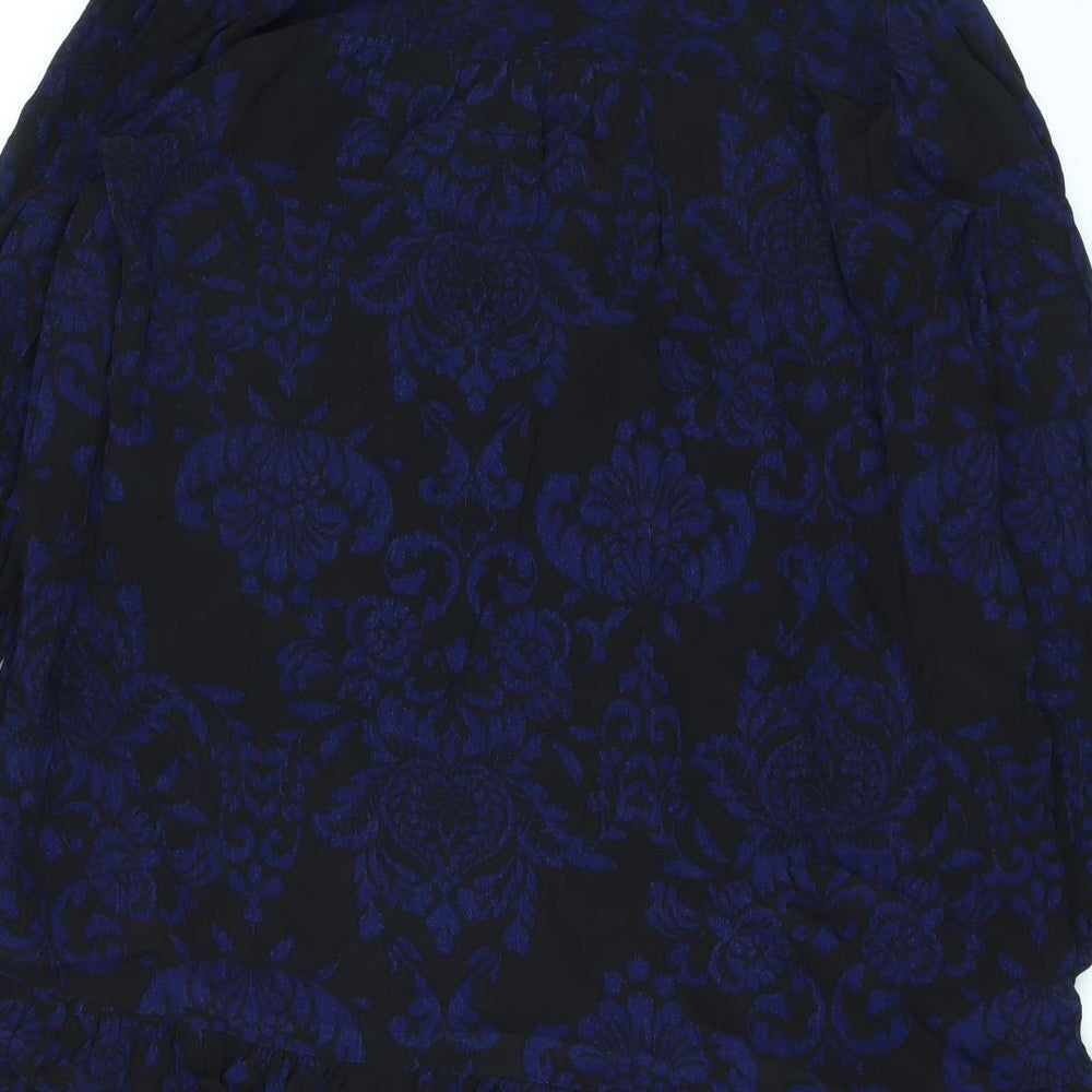 Zara Womens Black Geometric Viscose A-Line Size XL V-Neck Pullover