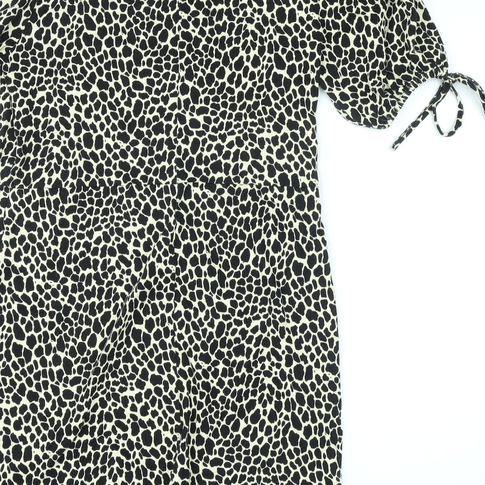 Topshop Womens Beige Animal Print Cotton A-Line Size 12 Round Neck Pullover