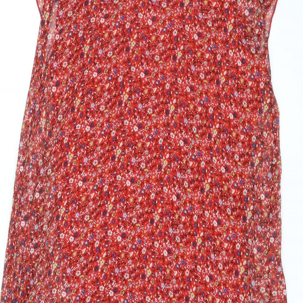 Divided by H&M Womens Red Floral Polyester A-Line Size 8 Scoop Neck Pullover