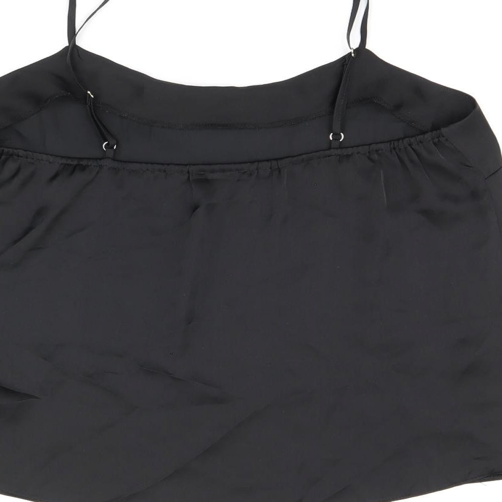 River Island Womens Black Polyester Camisole T-Shirt Size 12 Scoop Neck