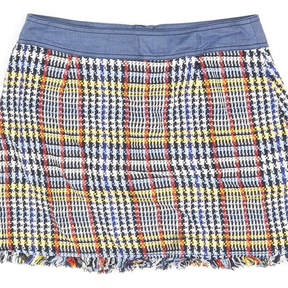 Zara Womens Multicoloured Geometric Cotton Mini Skirt Size S Snap