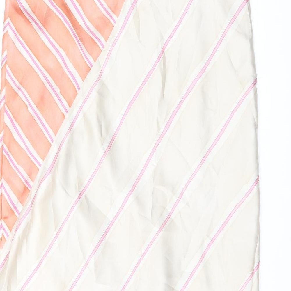 Zara Womens Beige Striped Polyester Shift Size S Round Neck Button