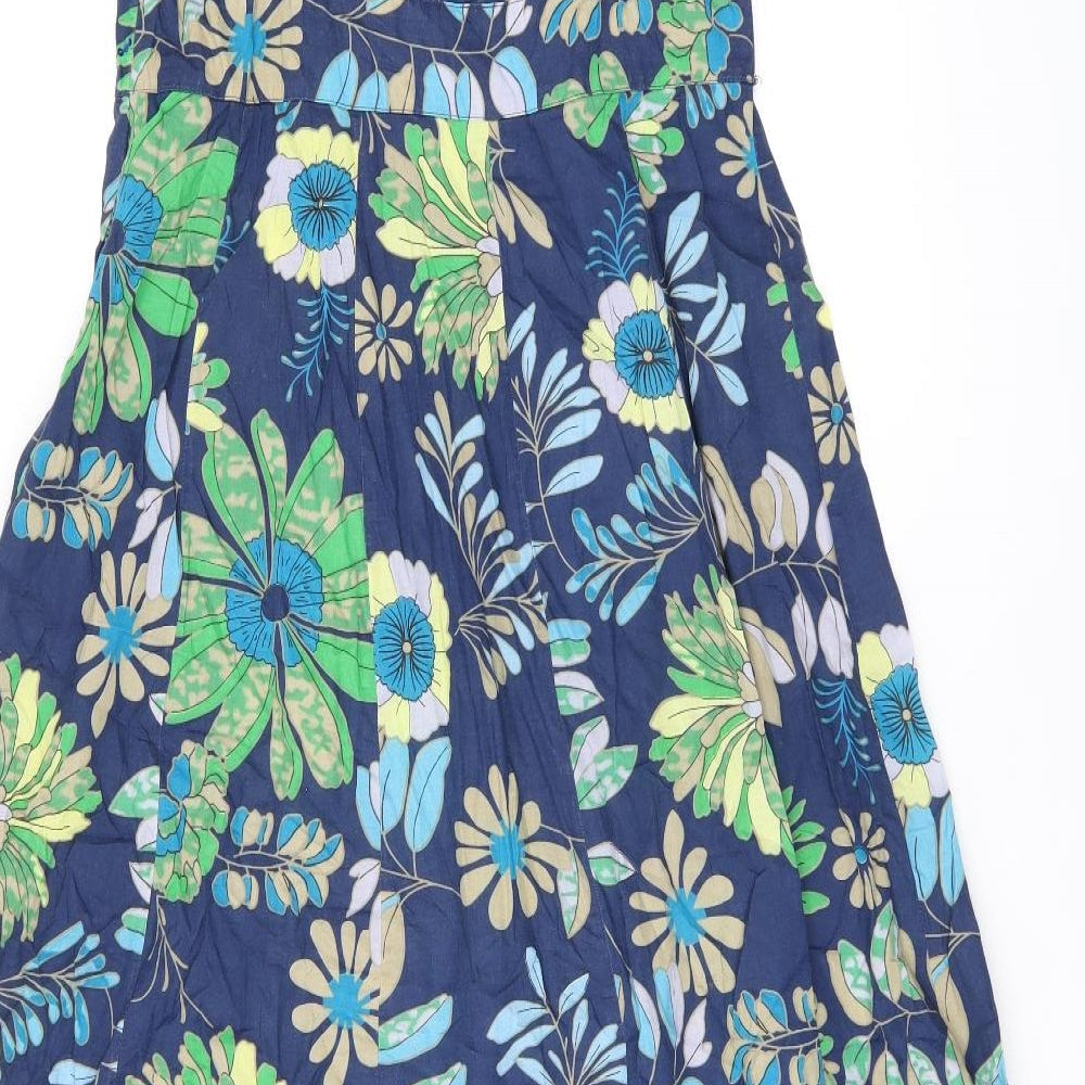 Debenhams Womens Black Floral Polyester A-Line Size 12 V-Neck Zip