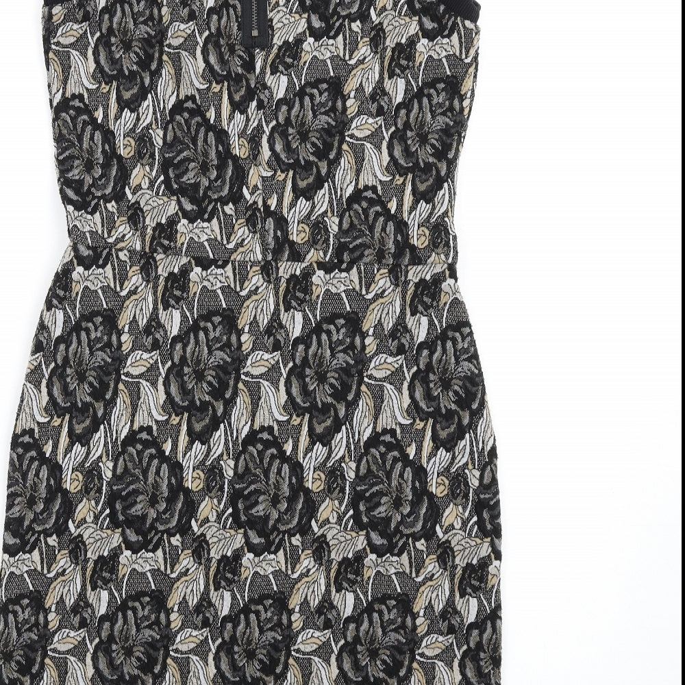 NEXT Womens Multicoloured Floral Polyester Pencil Dress Size 8 Round Neck Zip