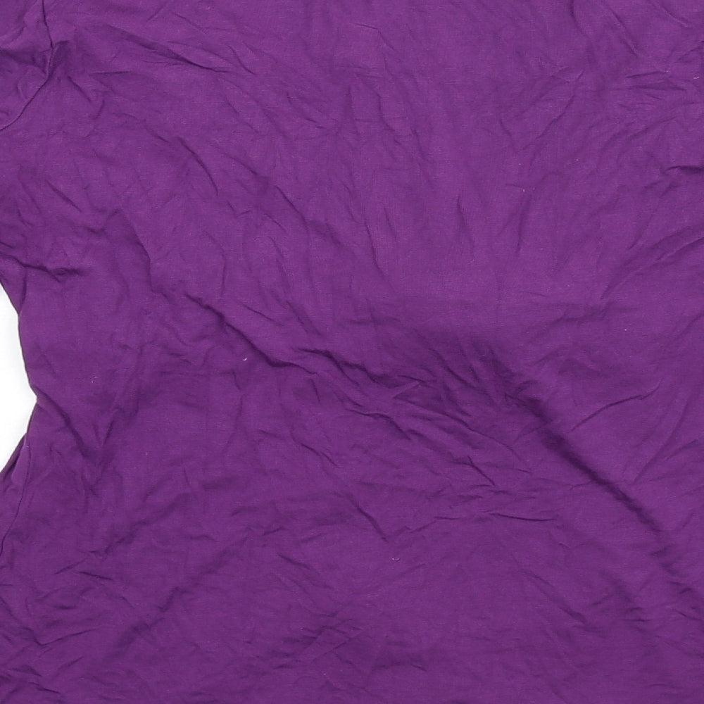 JoJo Maman Bébé Womens Purple Viscose Basic T-Shirt Size M Round Neck