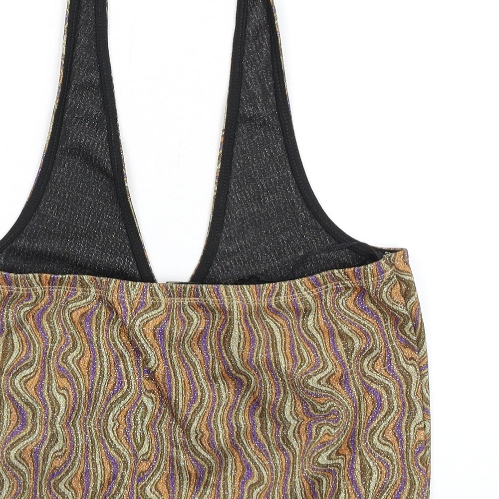 Urban Outfitters Womens Multicoloured Geometric Polyester Cropped Tank Size L Halter
