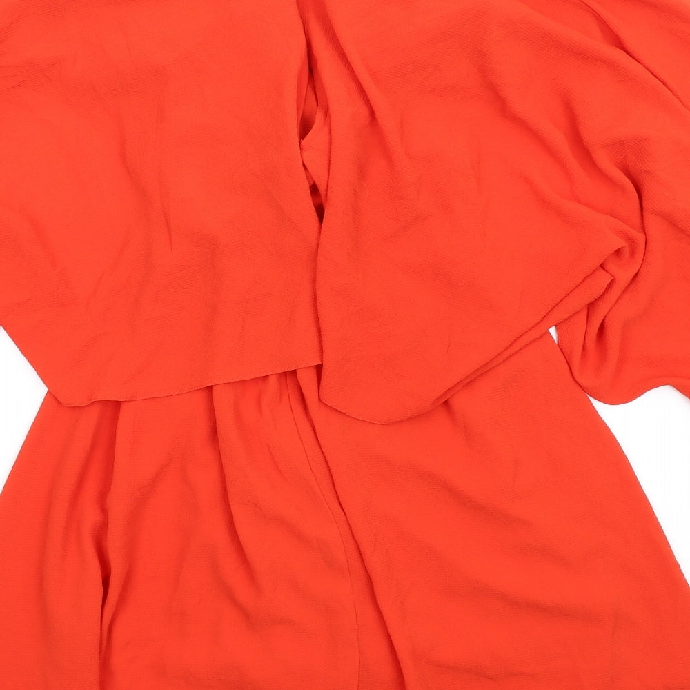 Very Womens Orange Polyester A-Line Size 12 V-Neck Button