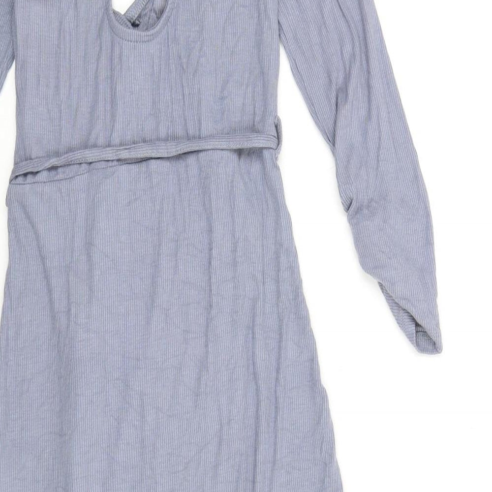 Topshop Womens Blue Viscose A-Line Size 10 V-Neck Pullover