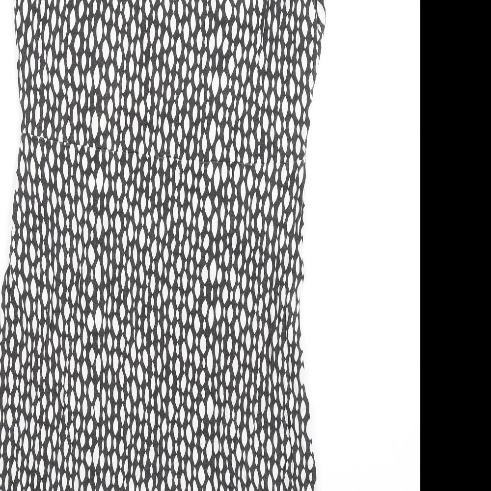 M&Co Womens Black Geometric Viscose Mini Size 16 Roll Neck Pullover