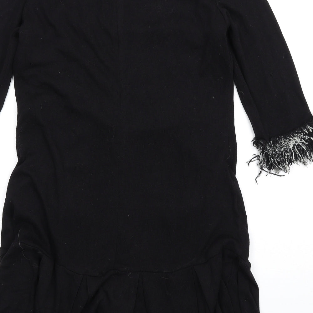 festa Womens Black Polyester A-Line Size 10 Round Neck Pullover