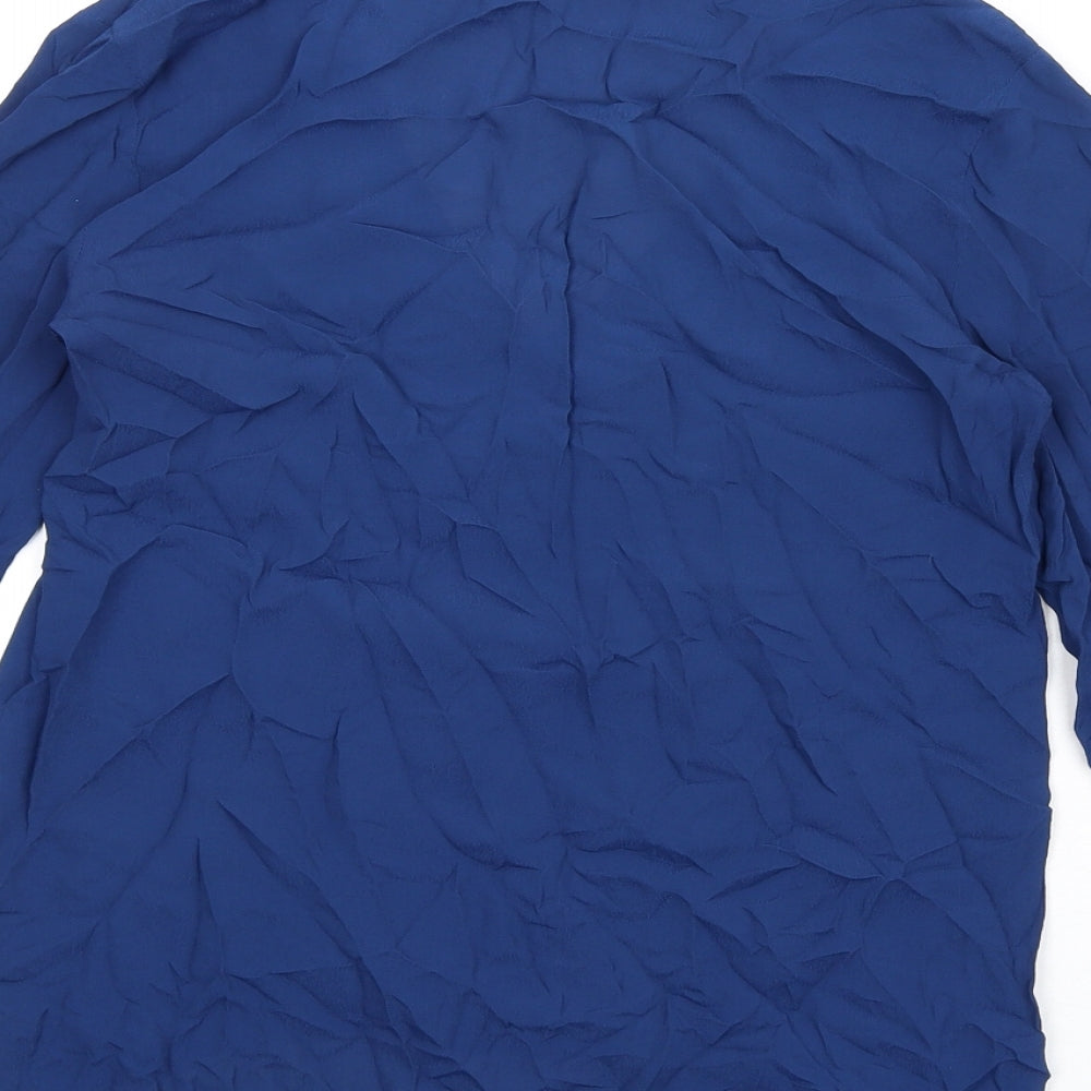 Zara Womens Blue Polyester Basic T-Shirt Size S V-Neck