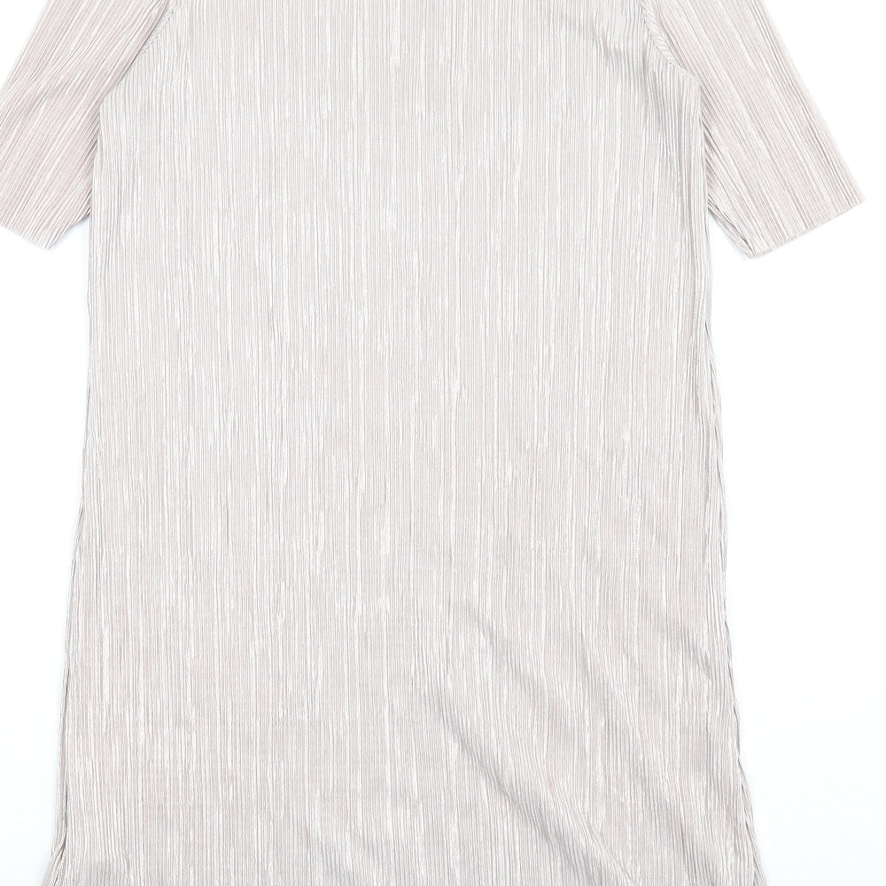 River Island Womens Beige Polyester T-Shirt Dress Size 8 Round Neck Pullover