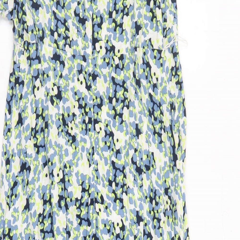 Marks & Spencer Womens Multicoloured Floral Viscose Maxi Size 10 V-Neck Zip