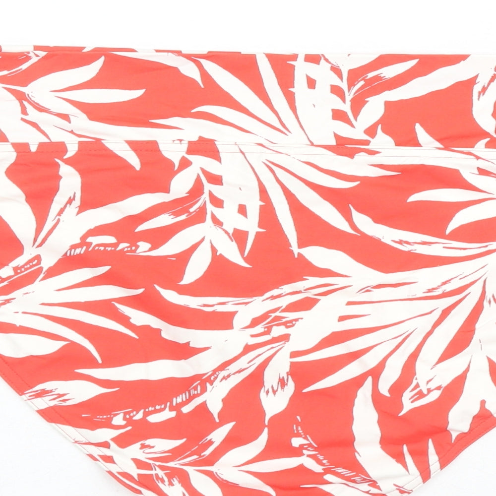 Marks & Spencer Womens Red Geometric Polyamide Swim Bottom Size 18 - Leaves Print
