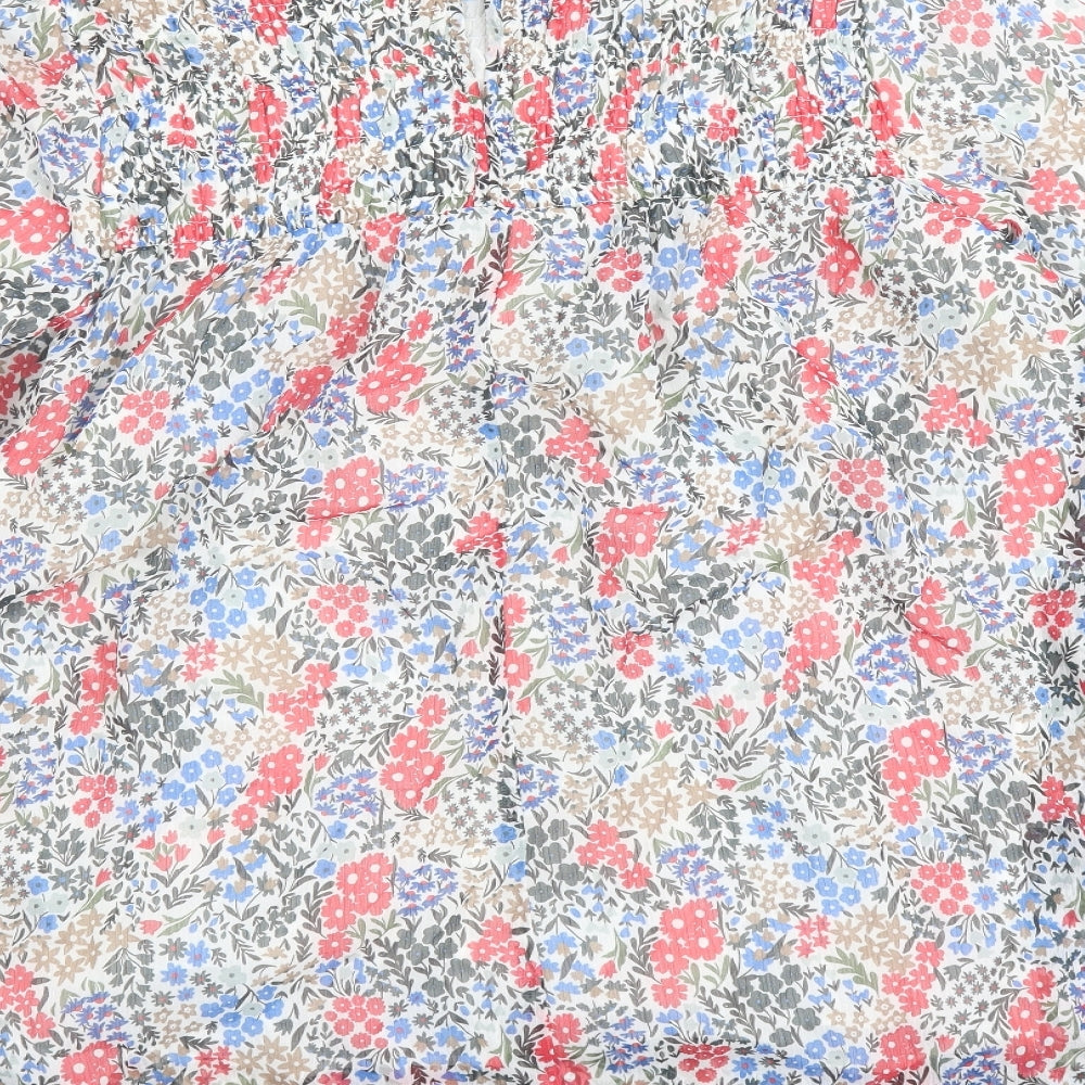 Marks & Spencer Womens Multicoloured Floral Polyester Basic Blouse Size 10 Round Neck
