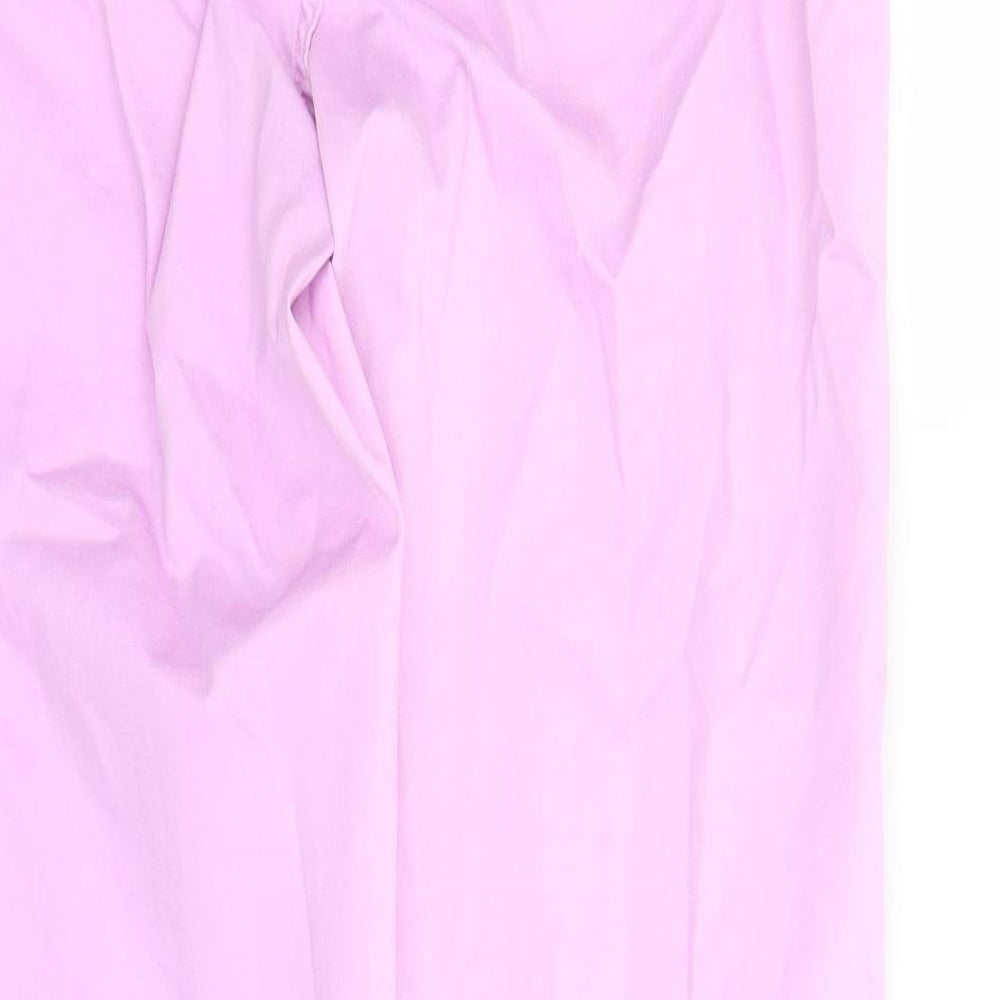 Marks & Spencer Womens Purple Cotton Straight Jeans Size 10 L29 in Regular Zip - Elasticated Waist Zip Detail On Ankle