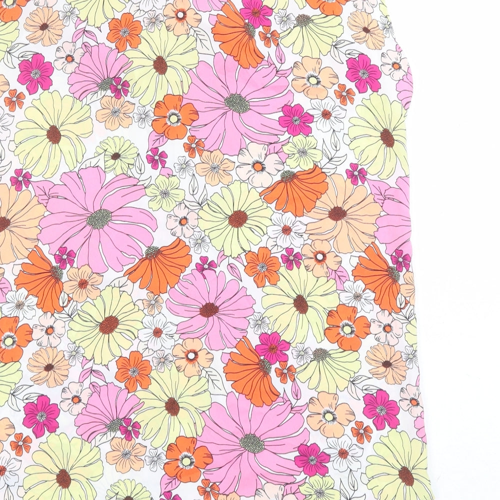 Marks & Spencer Womens Multicoloured Floral Polyester Basic Blouse Size 6 V-Neck