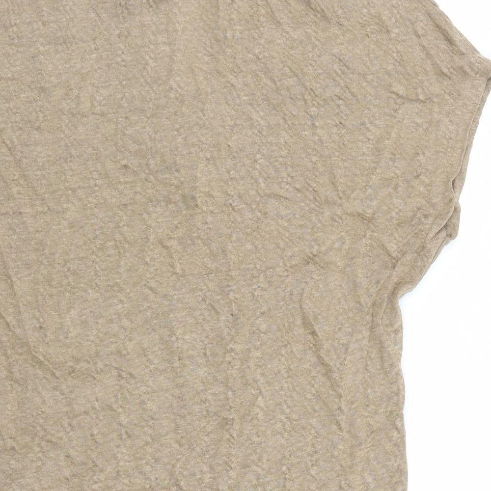 Brand and care label for Autograph women’s brown flax basic polo, size UK 6, collared