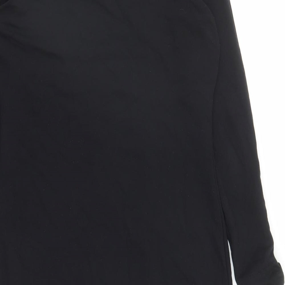 Simple Womens Black Polyester A-Line Size L Boat Neck Pullover - Lined
