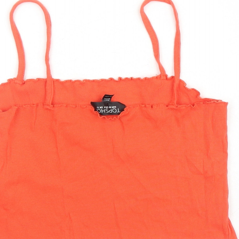 Topshop Womens Red Cotton Cropped Tank Size 12 Square Neck