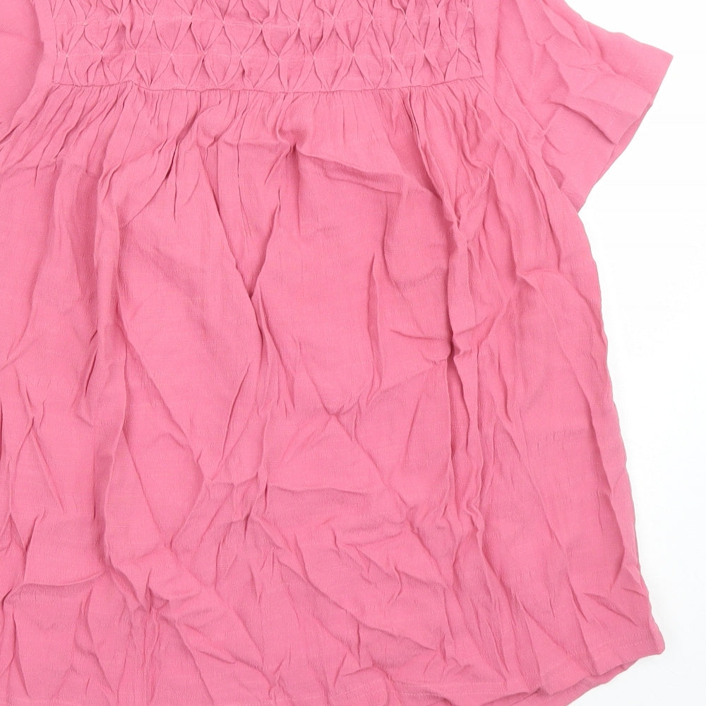 Per Una Womens Pink Viscose Basic Button-Up Size 6 Round Neck
