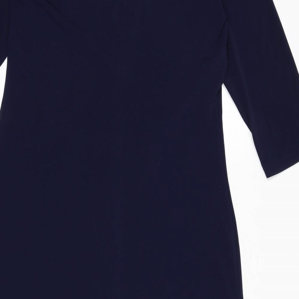 Wardrobe Womens Blue Polyester A-Line Size 12 V-Neck Pullover