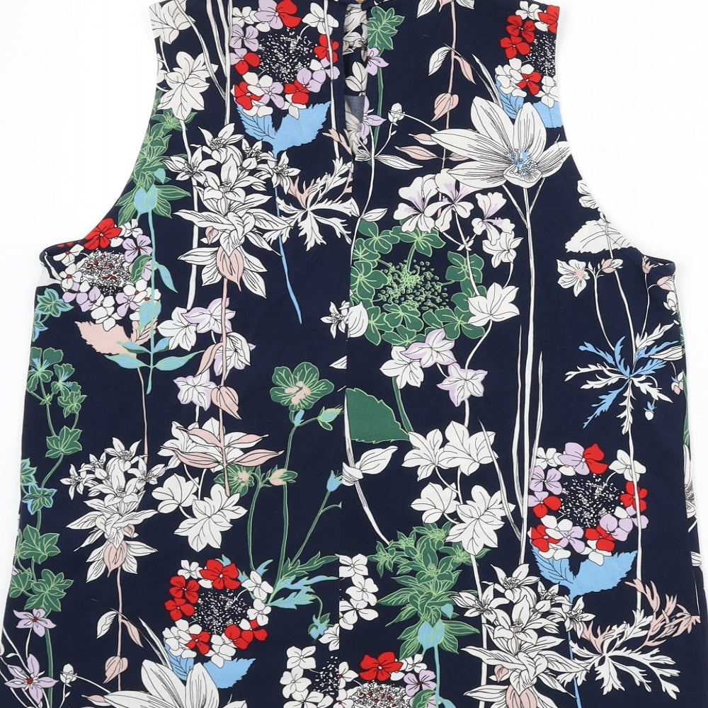 Warehouse Womens Multicoloured Floral Polyester Basic Tank Size 10 Mock Neck