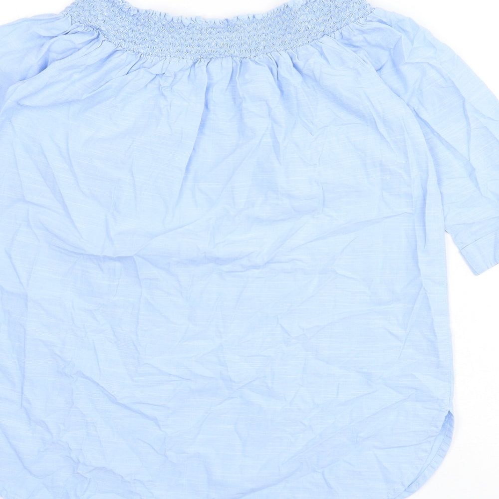 River Island Womens Blue Cotton Basic Blouse Size 12 Off the Shoulder - Bardot