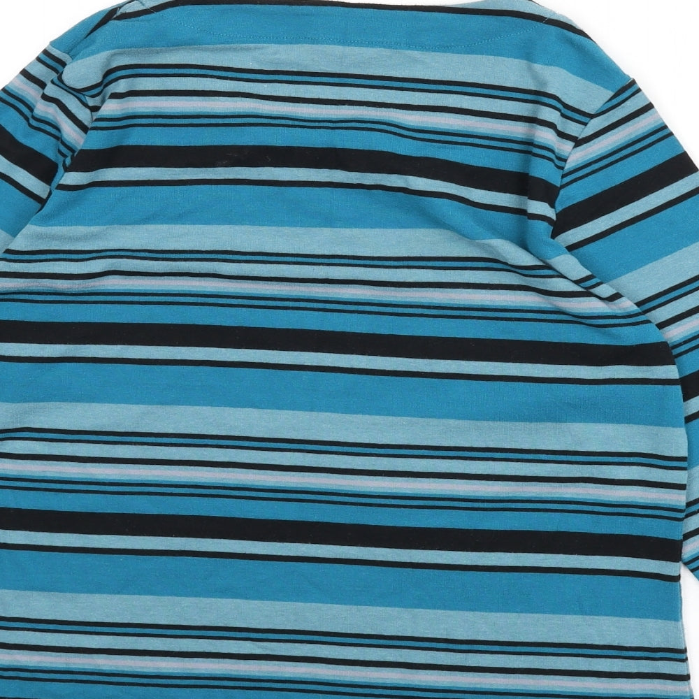 Alexara Womens Blue Round Neck Striped Polyester Pullover Jumper Size 18