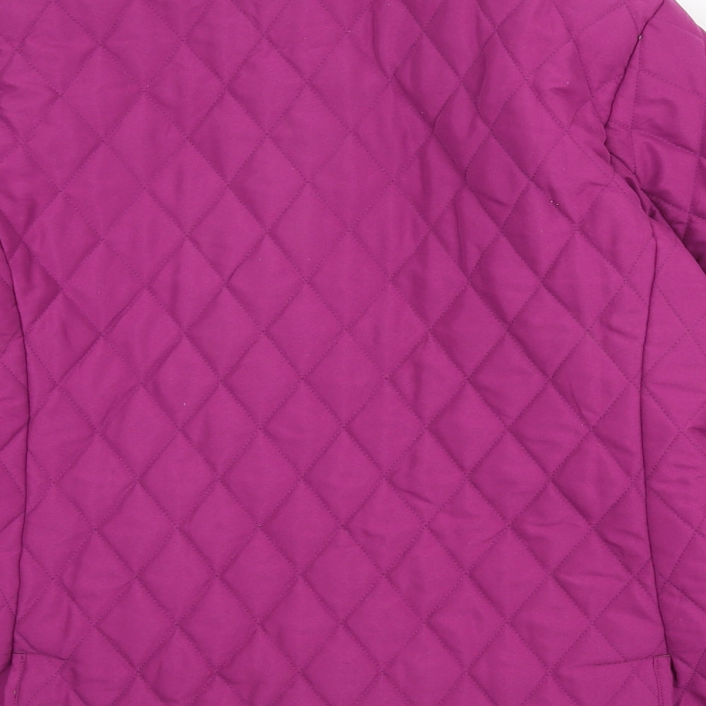 David Barry Womens Purple Quilted Coat Size 12 Snap