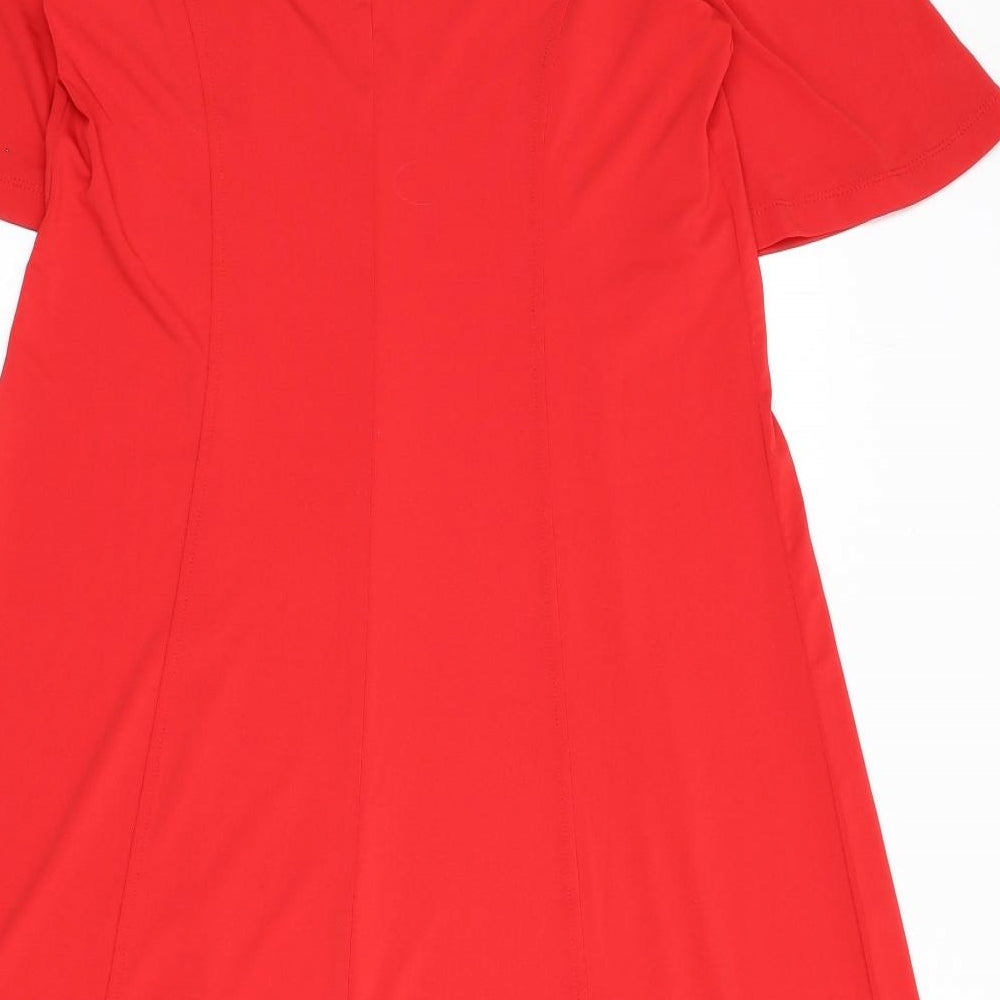 H by Halston Womens Red Polyester A-Line Size M V-Neck Pullover