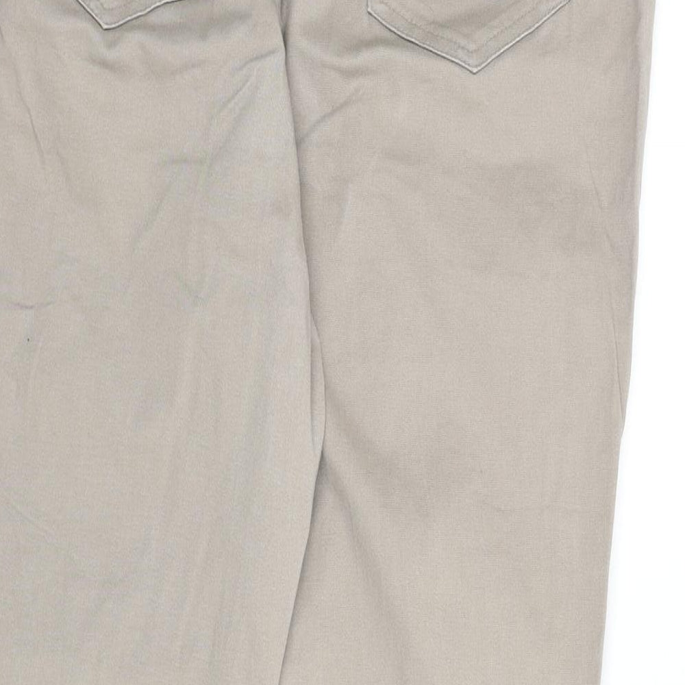 Bonprix Womens Beige Cotton Trousers Size 16 L24 in Regular