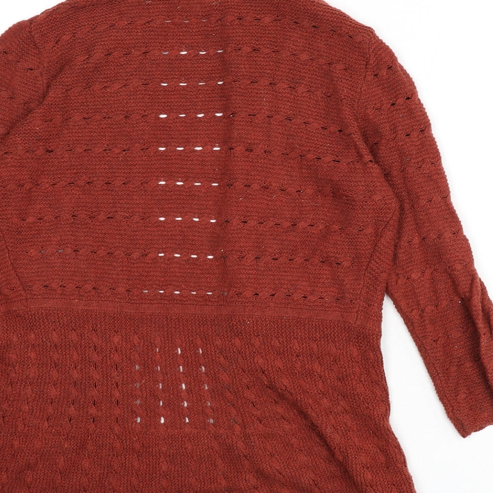 H&M Womens Orange V-Neck Polyamide Cardigan Jumper Size M