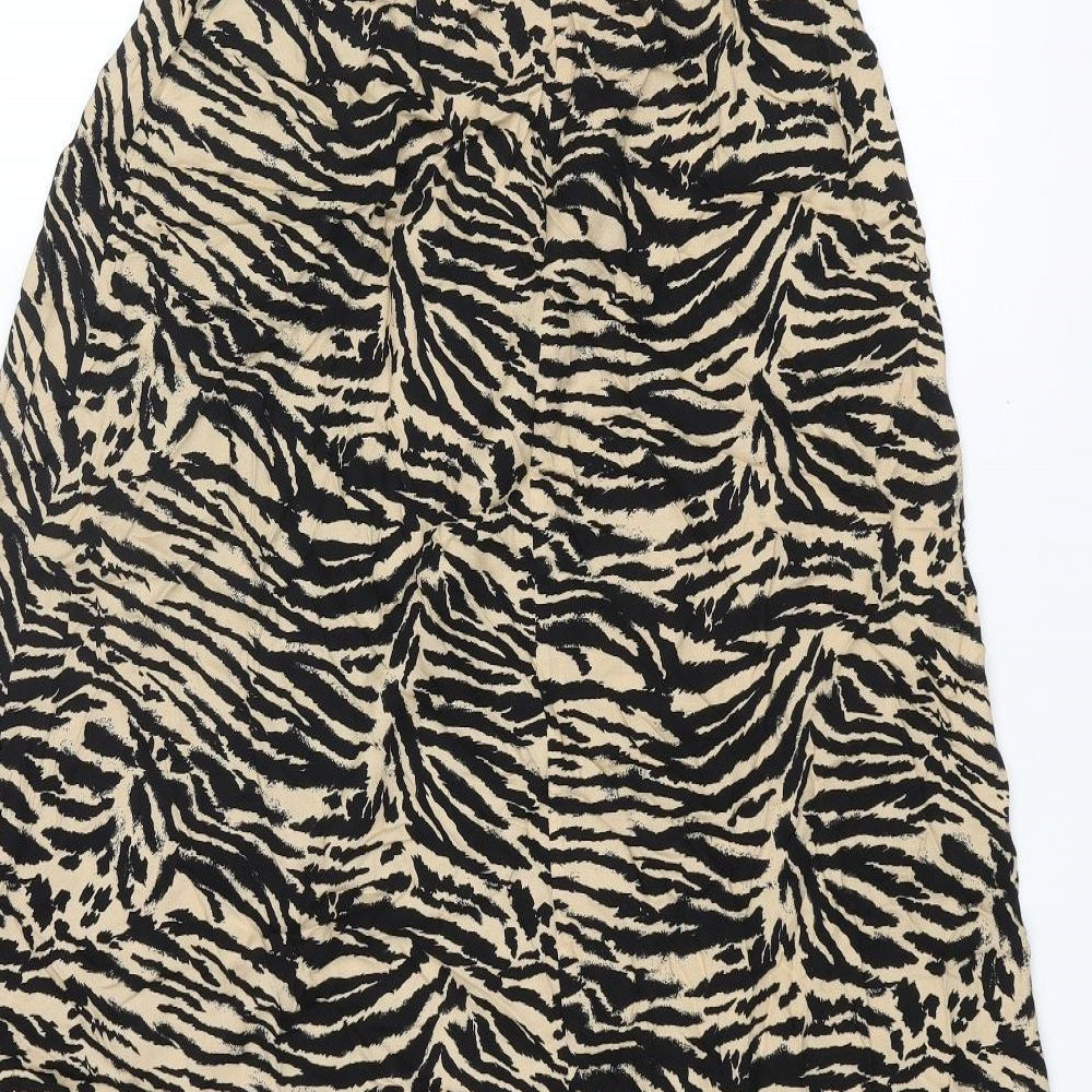 Marks & Spencer Womens Brown Animal Print Viscose A-Line Size 10 Scoop Neck Pullover - Tiger Print