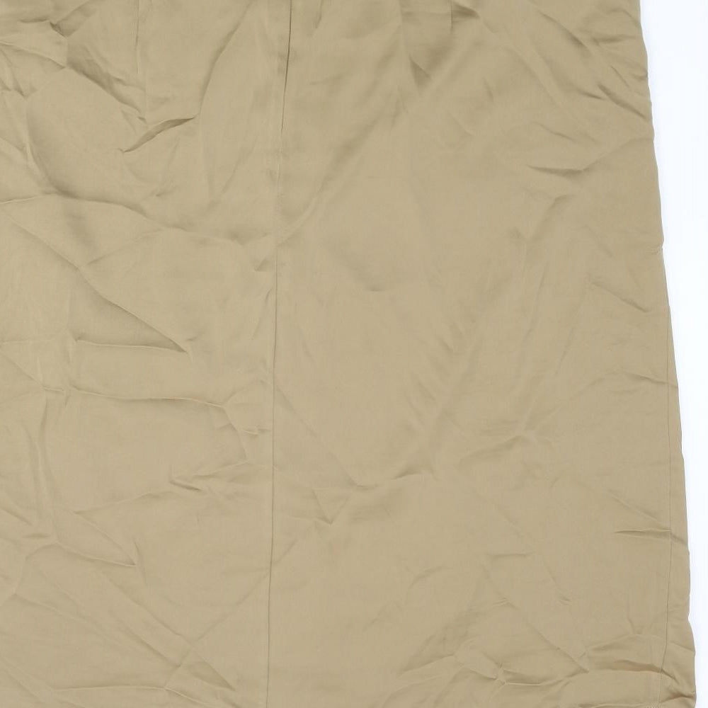 Marks & Spencer Womens Brown Polyester Straight & Pencil Skirt Size 22 Zip - Rouched Wrap Style