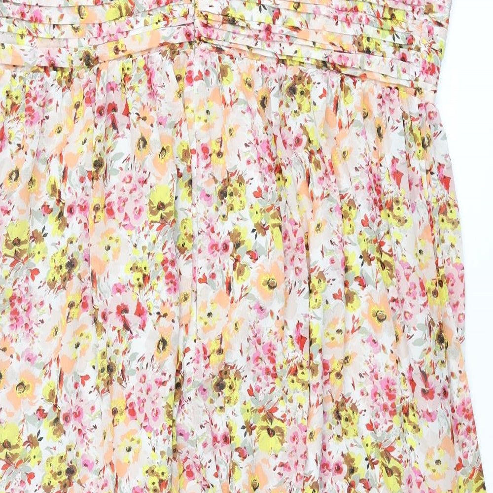 Marks and Spencer Womens Multicoloured Floral Polyester Maxi Size 22 Halter Zip - Pleated Bodice