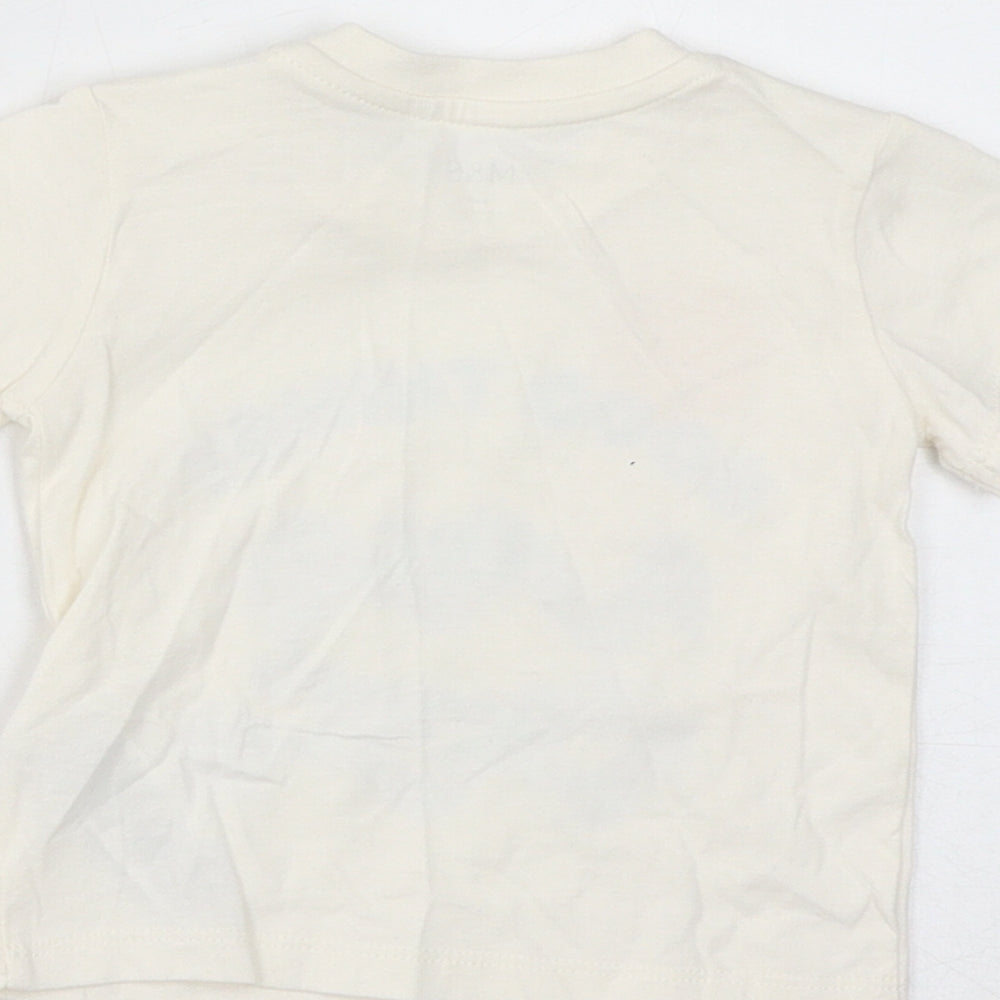 Marks and Spencer Baby White Cotton Basic T-Shirt Size 0-3 Months Round Neck Button - Good Things Are Coming
