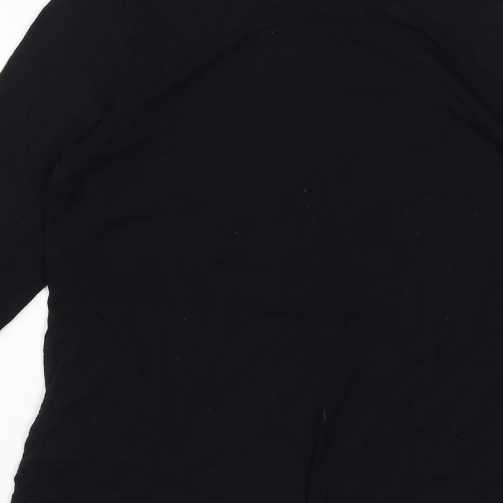 Monsoon Womens Black Viscose Basic T-Shirt Size 12 Mock Neck
