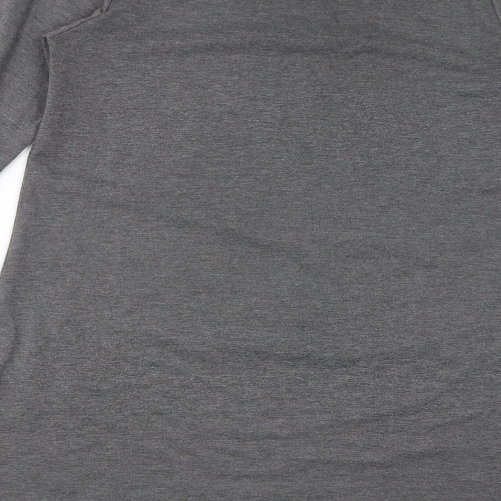 Zanzea Womens Grey Polyester A-Line Size L Round Neck Pullover