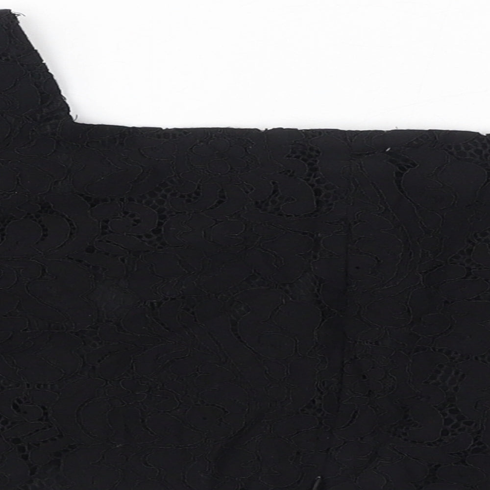Zara Womens Black Polyester Cropped T-Shirt Size S Square Neck
