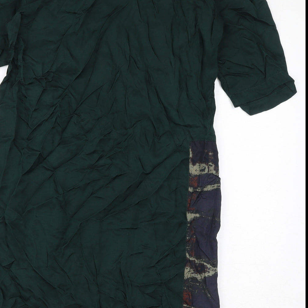 YAYA Womens Green Polyester Pencil Dress Size 40 Round Neck Pullover