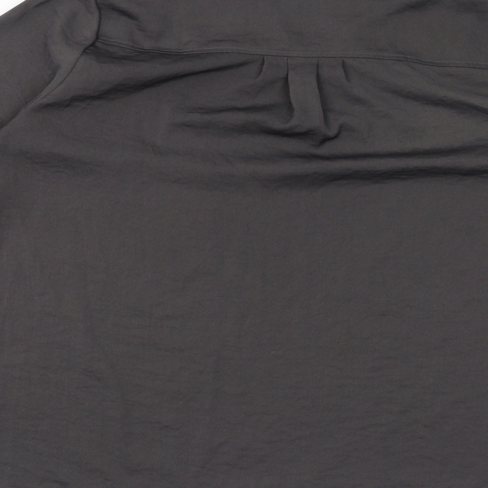 Marks & Spencer Womens Grey Polyester Basic Blouse Size 14 V-Neck