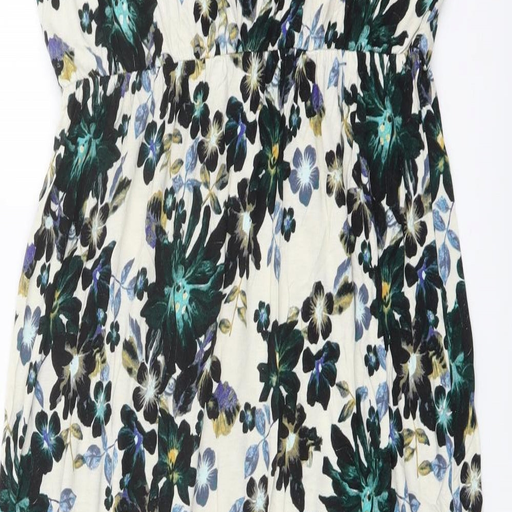 H&M Womens Multicoloured Floral Viscose A-Line Size L V-Neck Pullover