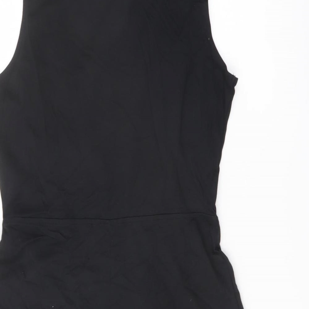 Marks & Spencer Womens Black Cotton A-Line Size 10 Round Neck Pullover