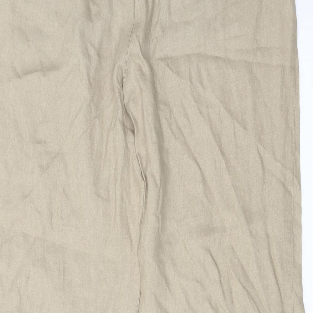 Linea Womens Beige Linen Trousers Size 32 in L26 in Regular Button