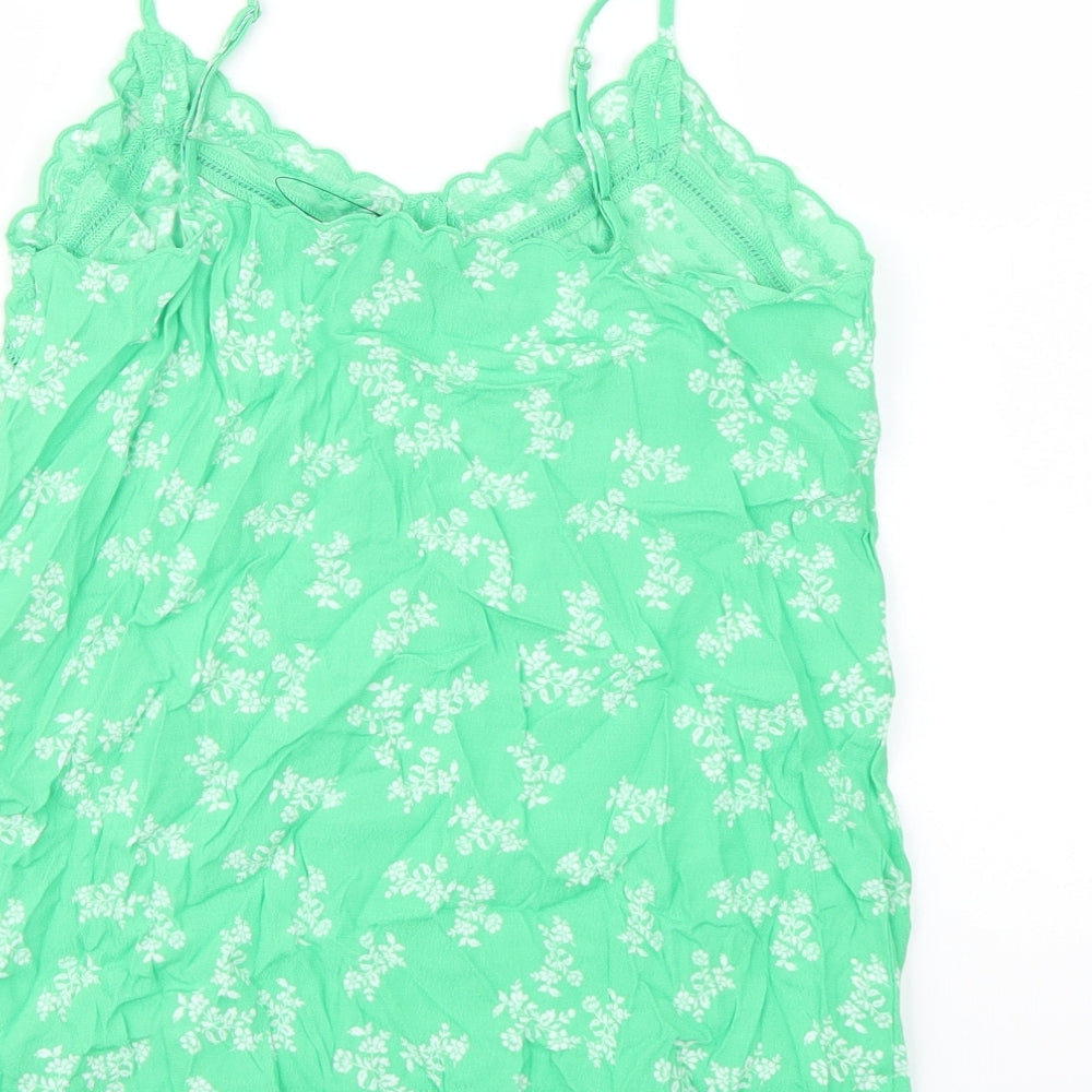 Marks & Spencer Womens Green Floral Viscose Basic Tank Size 10 Sweetheart